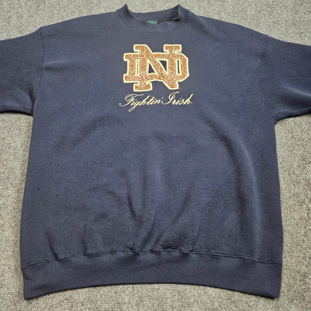 Notre Dame Sweatshirt Mens XXL Navy Blue Vintage TSI Fightin Irish NCAA Made USA